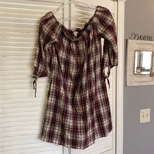 plaid red white dress